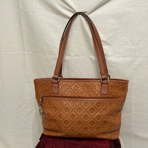 Giani Bernini Leather Brown Logo Embossed‎ Shoulder Bag